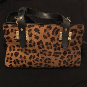 💖Topshop Leather and Calf Hair Leopard bag